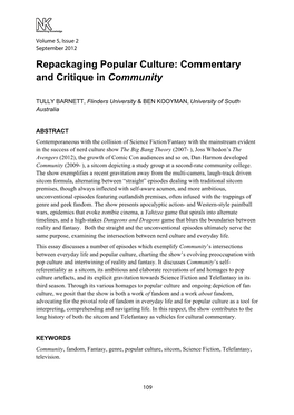 Repackaging Popular Culture: Commentary and Critique in Community