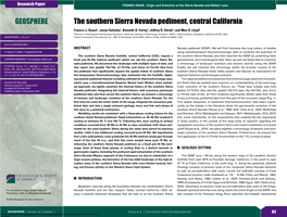 The Southern Sierra Nevada Pediment, Central California GEOSPHERE