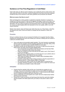 Guidance on Free Flow Regulators in Cold Water