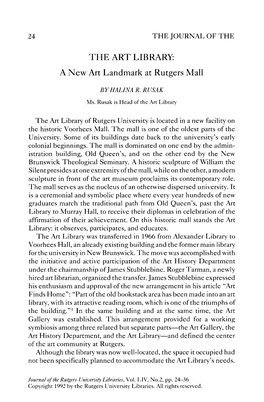 THE ART LIBRARY: a New Art Landmark at Rutgers Mall