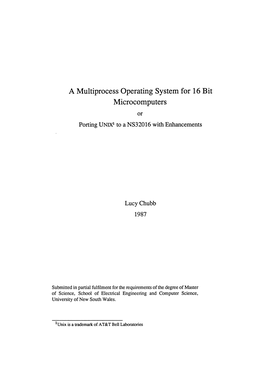 A Multiprocess Operating System for 16 Bit Microcomputers Or