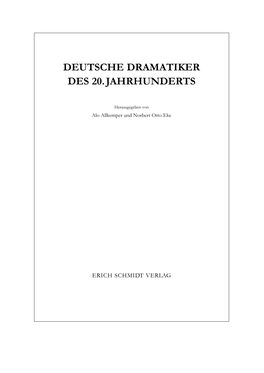 Deutsche Dramatiker Des 20. Jahrhunderts