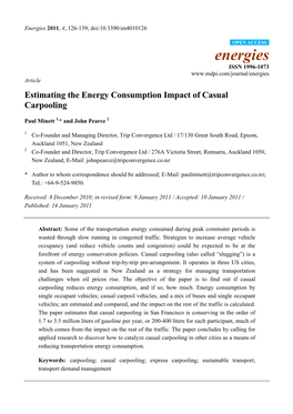 Estimating the Energy Consumption Impact of Casual Carpooling