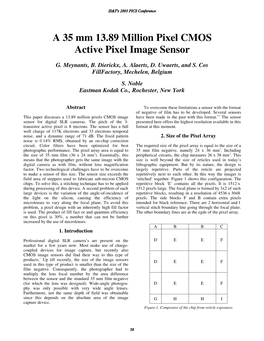 A 35Mm 13.89 Million Pixel CMOS Active Pixel Image Sensor