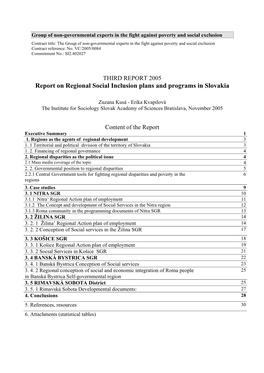 Report on Regional Social Inclusion Plans and Programs in Slovakia