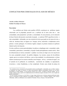 Conflictos Por Comunales En El Sur De México