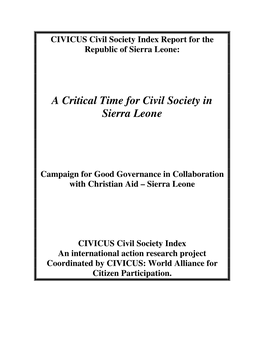 A Critical Time for Civil Society in Sierra Leone
