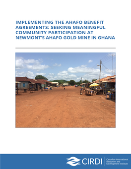 Implementing the Ahafo Benefit Agreements
