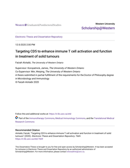 Targeting CD5 to Enhance Immune T Cell Activation and Function in Treatment of Solid Tumours