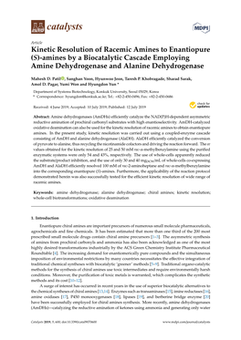 Kinetic Resolution of Racemic Amines to Enantiopure (S)-Amines by a Biocatalytic Cascade Employing Amine Dehydrogenase and Alanine Dehydrogenase