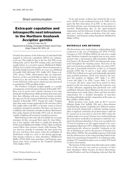 Extra-Pair Copulation and Intraspecific Nest Intrusions