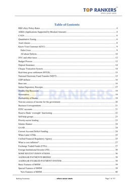 Table of Contents RBI’S Key Policy Rates