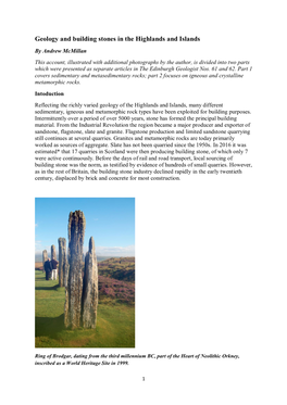 Geology and Building Stones in the Highlands and Islands