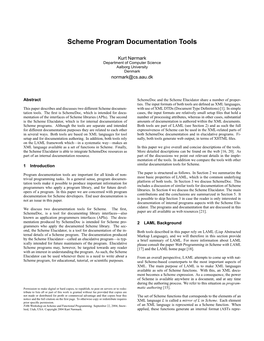 Scheme Program Documentation Tools