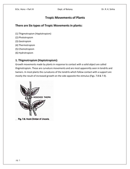 Tropic Movements of Plants