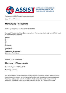 Mercury (II) Thiocyanate