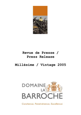 Press Release La Barroche Vintage 2005 Part 2