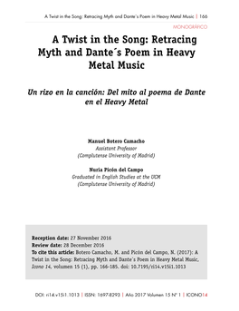 A Twist in the Song: Retracing Myth and Dante´S Poem in Heavy Metal Music | 166