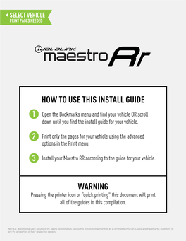 Warning How to Use This Install Guide