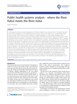 Public Health Systems Analysis - Where the River Kabul Meets the River Indus Colin P Thunhurst