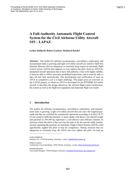 A Full-Authority Automatic Flight Control System for the Civil Airborne Utility Platform S15 Ï