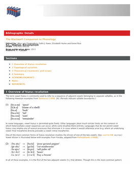 61. Hiatus Resolution : the Blackwell Companion to Phonology