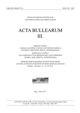 Acta Bullearum Iii