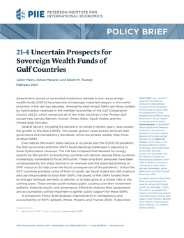 Uncertain Prospects for Sovereign Wealth Funds of Gulf Countries