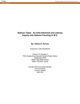 Salmon Tales: an Arts-Informed and Literary Inquiry Into Salmon Farming in B.C