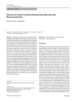 Patterns of Sexual Arousal in Homosexual, Bisexual, and Heterosexual Men