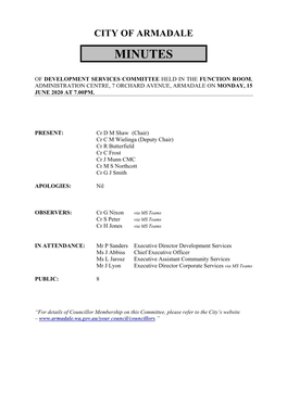 Minutes of Development Services Committee Meeting