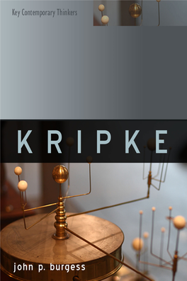 Saul Kripke Key Contemporary Thinkers Published