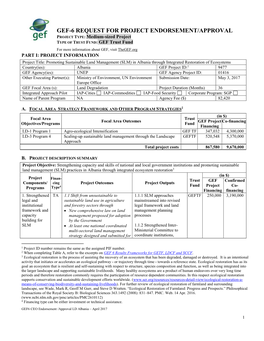 Gef-6 Request for Project Endorsement/Approval