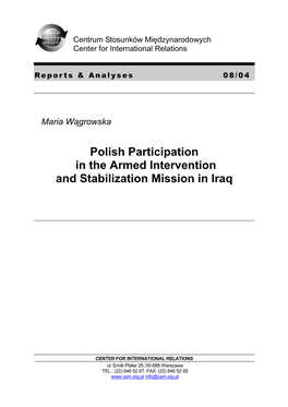 Polish Participation in the Armed Intervention and Stabilization Mission in Iraq