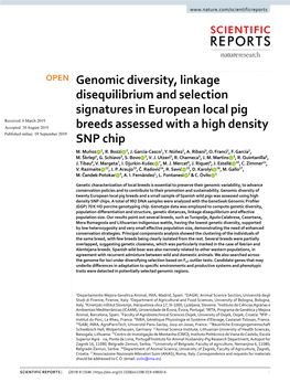 Genomic Diversity, Linkage Disequilibrium and Selection Signatures in European Local Pig Breeds Assessed with a High Density