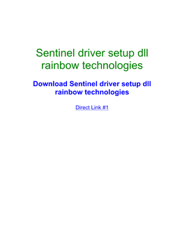 Sentinel Driver Setup Dll Rainbow Technologies