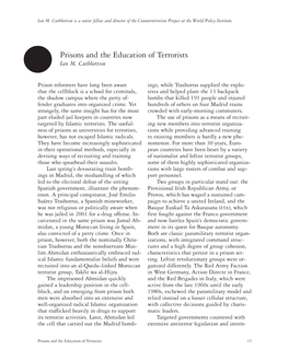 Prisons and the Education of Terrorists Ian M