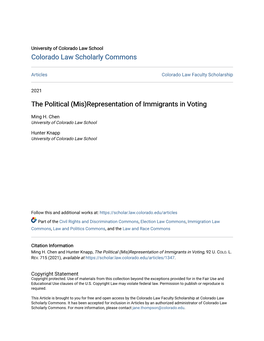 The Political (Mis)Representation of Immigrants in Voting