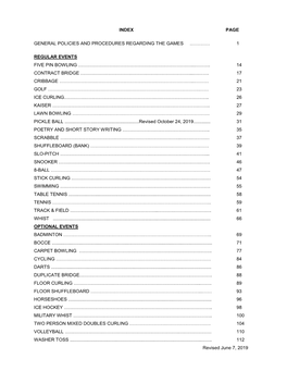 Index Page General Policies and Procedures Regarding