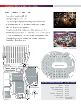 IOWA EVENTS CENTER DETAILS: • Convenient Location Off I-235