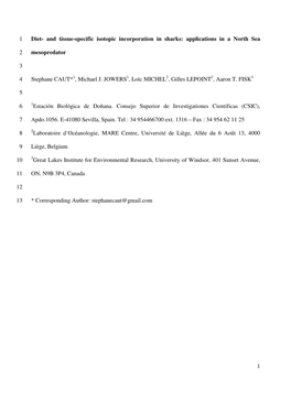 1 Diet- and Tissue-Specific Isotopic Incorporation in Sharks: Applications in a North Sea