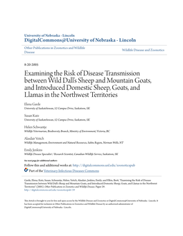 Examining the Risk of Disease Transmission Between Wild Dall's