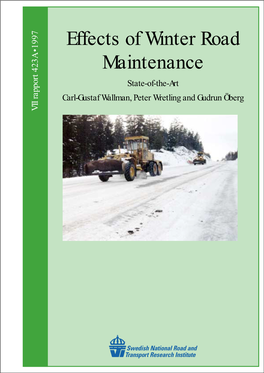 Effects of Winter Road Maintenance