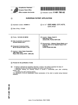 Process for the Purification of Citral