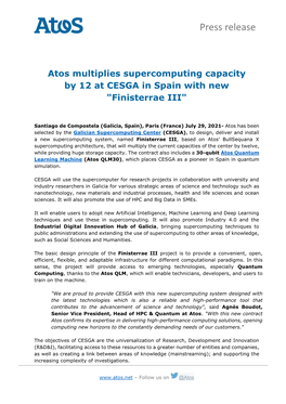 Atos Multiplies Supercomputing Capacity by 12 at CESGA in Spain with New 