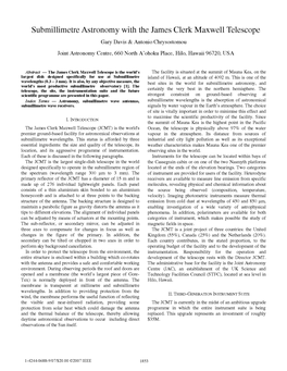 Submillimetre Astronomy with the James Clerk Maxwell Telescope