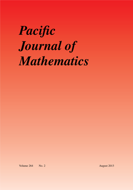 Pacific Journal of Mathematics Vol. 264 (2013)