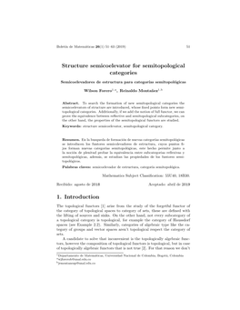 Structure Semicoelevator for Semitopological Categories 1