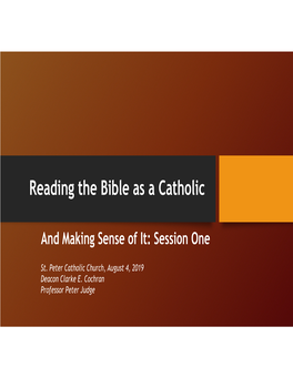 Reading the Bible As a Catholic