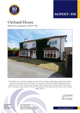 Orchard House Main Street, Spaldington, DN14 7NJ